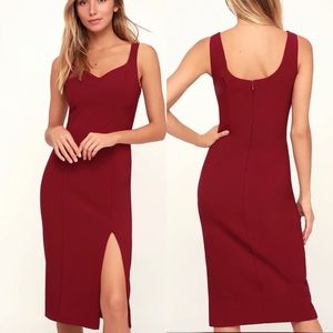 Lulus Take Me Out Tonight Midi Dress Burgundy S